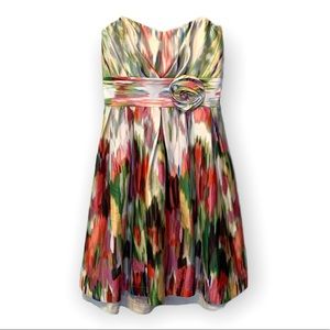Teeze Me Strapless Mini Dress Colorful Homecoming Juniors Size 7 Formal